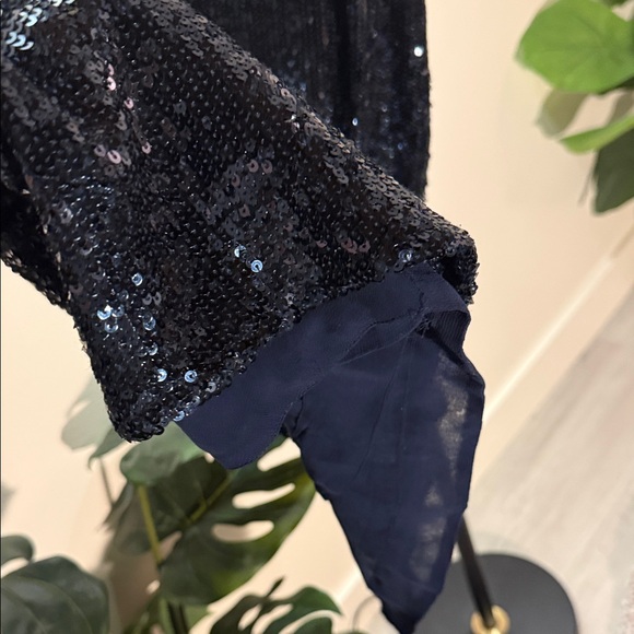 Free People navy sequin date night sexy vegas shimmering night Backless Dress L - Picture 6 of 7